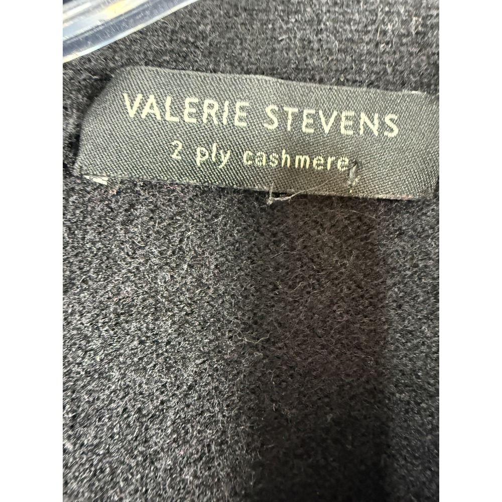 Valerie Stevens Black 2-Ply 100% Cashmere Shawl Collar Sweater Size Medium - Picture 5 of 6